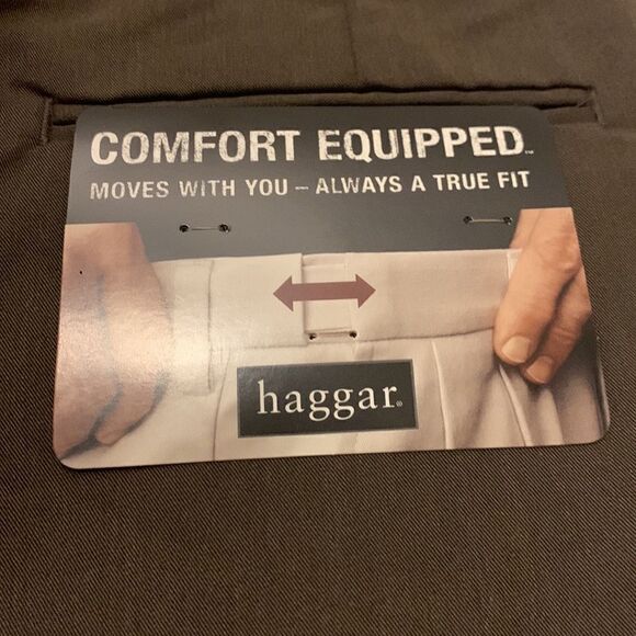 Haggar classic fit pleated, cuffed wrinkle free brown pants Size 38W X 30L NWT - Picture 6 of 8